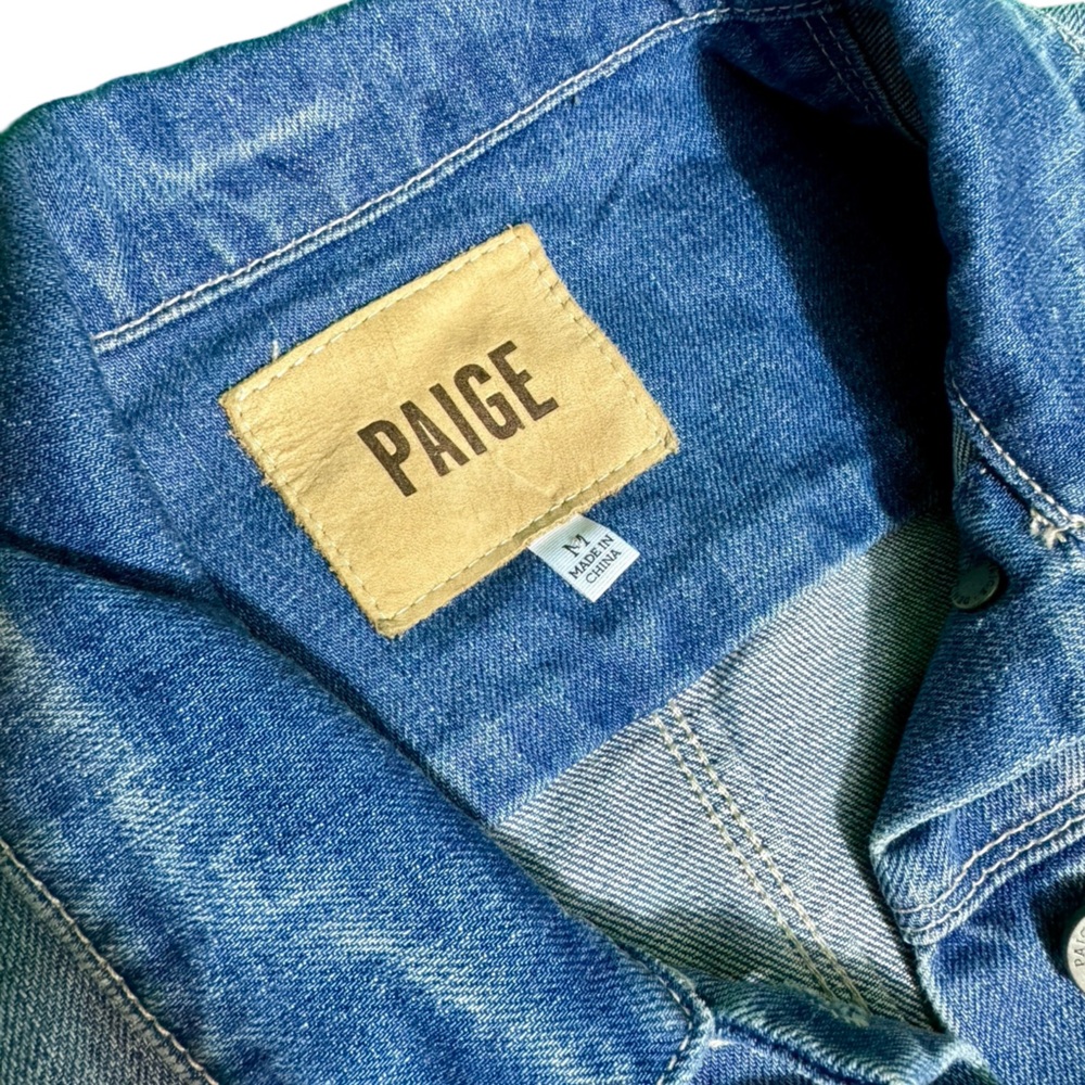 PAIGE Women's Vermont Denim Jacket with Woven Insert Embellishment - Picture 6 of 8
